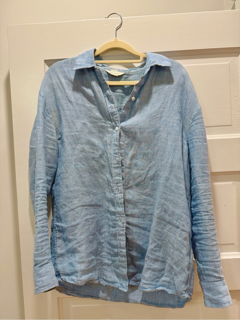 Club Monaco Pale Blue Linen Button-Front Shirt